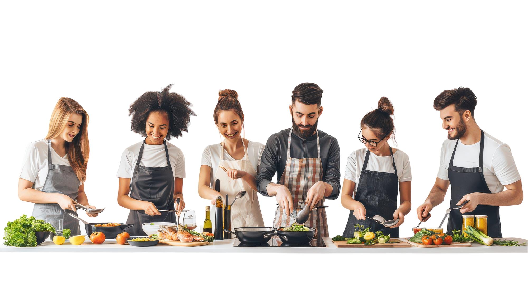 Group of participants cooking together